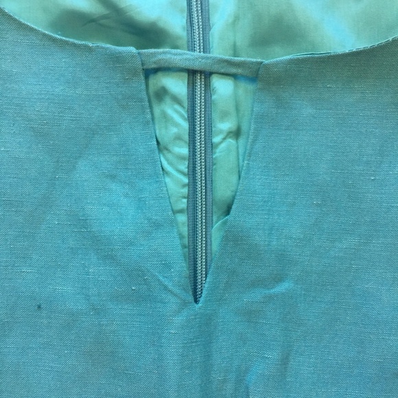 ISABELLA BIRD Silk Linen Turquoise Sheath Dress 8 - Picture 5 of 8